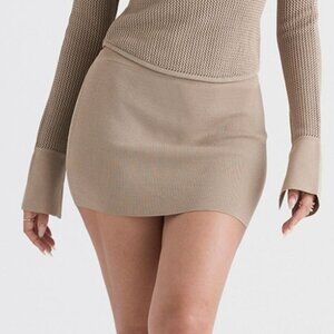 House of CB Mariella Taupe Knit Mini Skirt